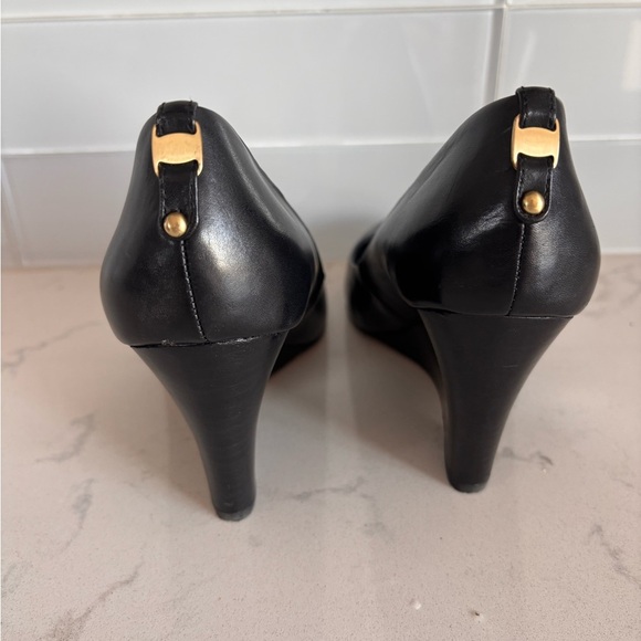 ALDO Black Women's Leather Wedge Heels - Picture 3 of 9